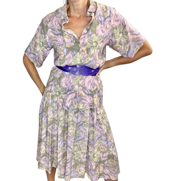 Vintage Relance purple floral midi skirt blouse set S - Picture 2 of 16